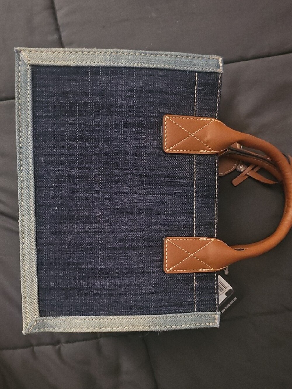 NEW-True Religion Denim Tote with Brown Leather Trim - Picture 5 of 5